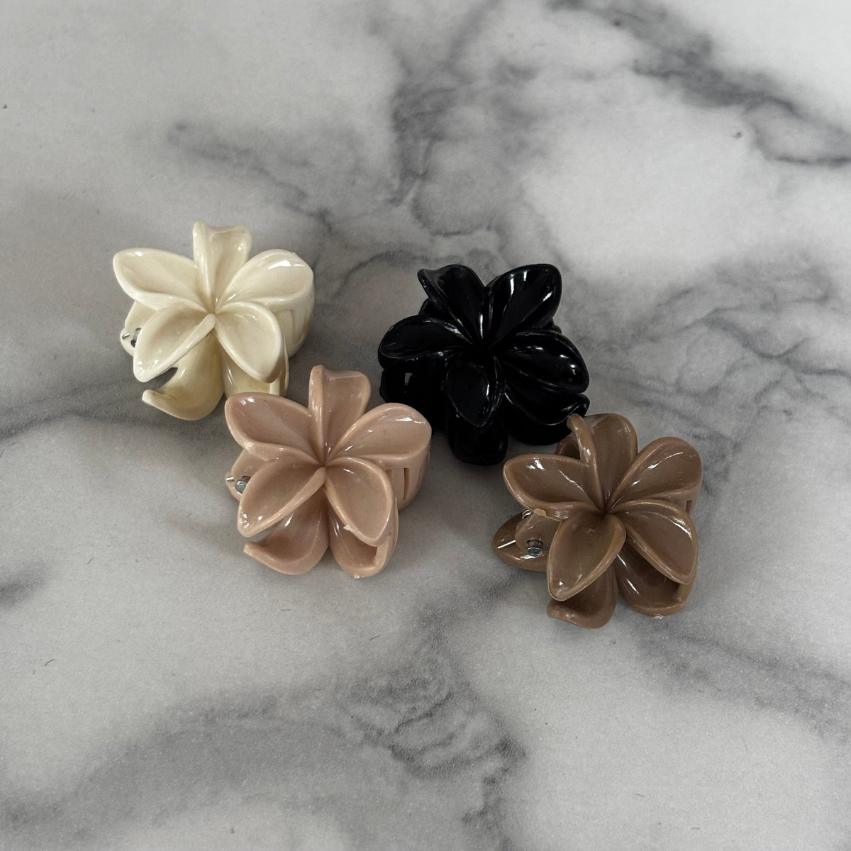 Mini Floral Clips X4 (cream nude brown)