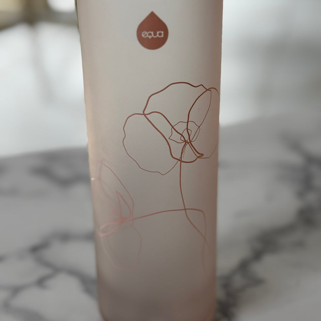 EQUA Glass BPA free Water Bottle / floral rose gold