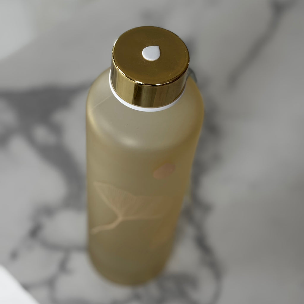 EQUA Glass BPA free Water Bottle / floral gold