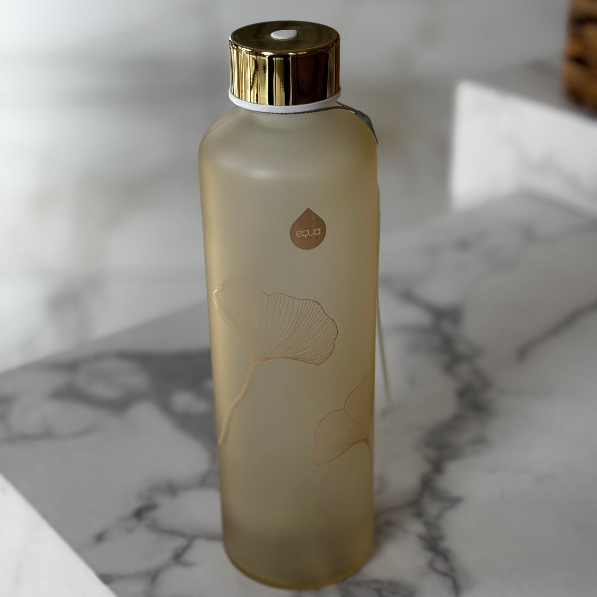 EQUA Glass BPA free Water Bottle / floral gold