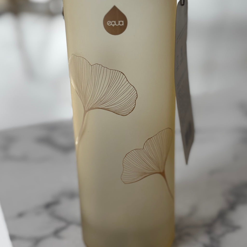 EQUA Glass BPA free Water Bottle / floral gold